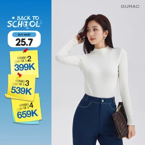 Áo Thun Nữ Dài Tay GUMAC Form Slim Cổ Cao Ôm Vừa Tôn Dáng Chống Nắng LATE0927