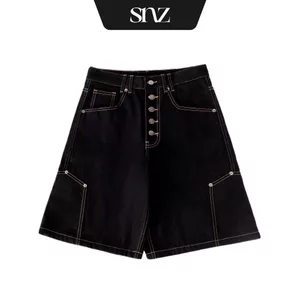 Quần Short Lửng SNAZZY Unisex Nam Nữ Chất Liệu Denim Chính Hãng - OBSIDIAN DENIM