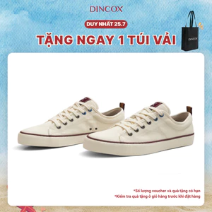 Giày thể thao nam nữ trắng kem C40 Dincox, giày vải canvas đế bằng, giày sneaker nam nữ