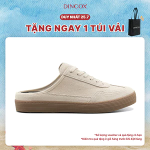 Giày Sục Đạp Gót Mules Vải Sneaker Unisex Nam Nữ DINCOX DC37 Lazy Mule Beige
