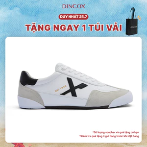 Giày Sneaker Nam Nữ Dincox DC47 WHITE/ BLACK Micro Suede Kết Hợp Da Shoes Đế Bằng, Bền Và Nhẹ Hơn