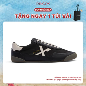 Giày Nam Sneaker Dincox DC47 BLACK/BEIGE Micro Suede Kết Hợp Canvas Shoes Đế Bằng, Bền Và Nhẹ Hơn