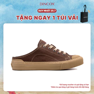 Giày Sục Đạp Gót Mules Vải Sneaker Unisex E10 CHOCO MILK DINCOX Tăng Chiều Cao 4cm