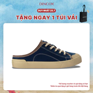 Giày Sục Đạp Gót Mules Vải Sneaker Unisex Tăng Chiều Cao 4cm DINCOX E10 Dark Navy