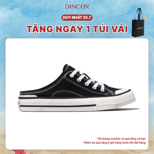 Giày Sục Đạp Gót Mules Vải Sneaker Unisex Tăng Chiều Cao 4cm DINCOX E10 Black