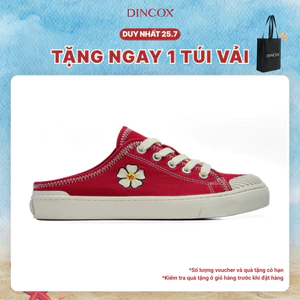 Giày Sục Đạp Gót Mules Vải Canvas DINCOX E10 RED Unisex Tăng Chiều Cao 4cm
