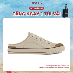 Giày Sục Đạp Gót Mules Vải Sneaker Unisex, Giày Sục Thể Thao Tăng Chiều Cao 4cm DINCOX E10 Off/white