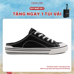 Giày Sục Đạp Gót Mules Vải Sneaker Unisex E10 Black LINE Dincox Shoes