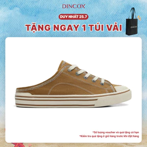 Giày Sục Đạp Gót Mules Vải Sneaker Unisex DINCOX E10 CAMEL LINE Tăng Chiều Cao 4cm