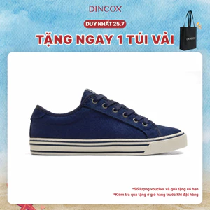 Giày Sneaker Nam Nữ Cổ Thấp Canvas DINCOX E12 NAVY LINE - Giày Vải Unisex Thời Trang Basic