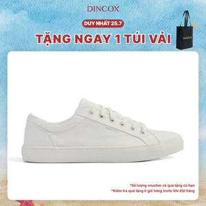 Giày Sneaker Vải Canvas Nam Nữ E18 White Dincox Shoes - Giày Trắng Đi Học