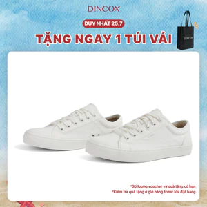 Giày thể thao nam nữ trắng E18 Dincox, giày sneaker nam nữ, giày vải canvas đế bằng