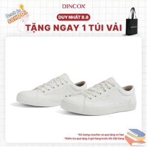 Giày thể thao nam nữ trắng E18 Dincox, giày sneaker nam nữ, giày vải canvas đế bằng