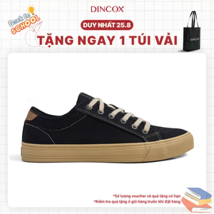 Giày Sneaker Nam Nữ Vải Canvas DINCOX E12 Black/Beige Đơn Giản Thanh Lịch