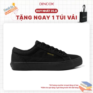 Giày Sneaker Vải Canvas Nam Nữ E18 Black DIncox - Giày Vải Đen Năng Động - Đế Khâu Bền Bỉ