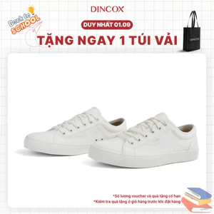 Giày thể thao nam nữ trắng E18 Dincox, giày sneaker nam nữ, giày vải canvas đế bằng
