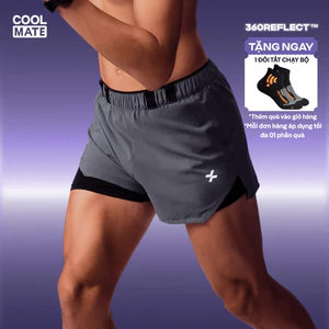 Quần shorts chạy bộ phản quang 2 lớp 3IN 360Reflect, quần thể thao hạn chế ma sát Coolmate