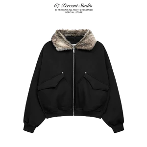 Áo Khoác Hoodie Cotton Phối Cổ Lông 67PERCENT / 67% - FUR TRIMMED HOODIE