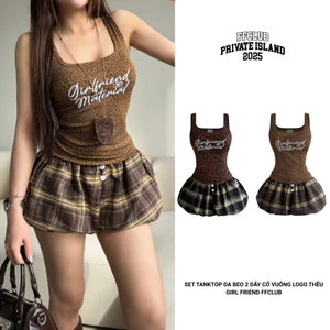 [CÓ TÁCH SET] SET TANKTOP DA BEO 2 DÂY CỔ VUÔNG LOGO THÊU GIRL FRIEND FFCLUB MIX