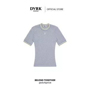 Áo Thun Tăm Tay Ngắn Cổ Sọc Form Ôm Body Màu Xám-DVRK-25R