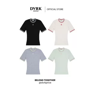 Áo Thun Tăm Tay Ngắn Cổ Sọc Form Ôm Body Màu Đen-DVRK-25R