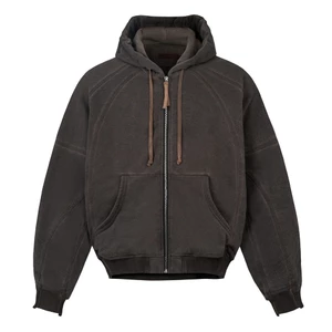 Áo Hoodie Oversized rã rập - Ivankov Spliced Washed Saggy* Zip Hoodie