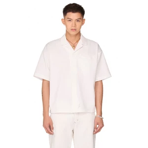 Áo sơ mi dáng ngắn boxy cổ cuban - BEUTER® APPLIQUÉ BUTTON UP SHIRT - WHITE