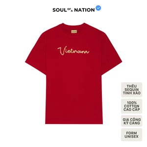 Áo thun unisex THÊU SEQUIN LẤP LÁNH VIETNAM CAO CẤP form basic 100% cotton vải dày, không xù lông SOUL OF A NATION