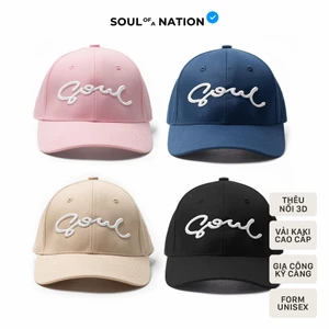 Mũ lưỡi trai, Nón lưỡi trai THÊU CHỮ SOUL NỔI 3D đơn giản, tinh tế SOUL OF A NATION basic, vải Kaki cao cấp
