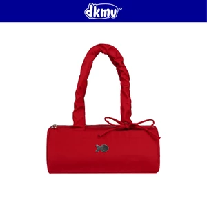 Túi xách nữ đỏ rút dây thắt nơ xinh DKMV dáng hộp đeo vai thiết kế logo inox cá phối tag su Mì Gối Bag l K-B44-DO