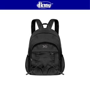 Balo đen nhiều ngăn nữ kiểu thắt nơ DKMV logo Cá inox chất liệu dù kèm lót form xinh Bow-tiful Backpack| K-P50-D