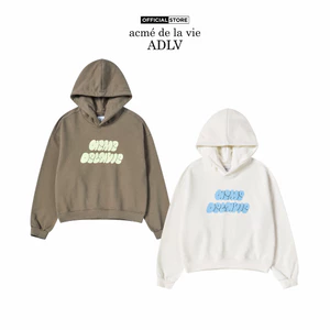 Áo Hoodie nữ ADLV Cloud Font dáng crop màu ca cao/kem - Hàng chính hãng