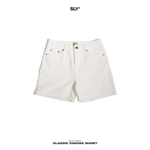 Quần Short Canvas SLY Classic washed màu trắng ngã