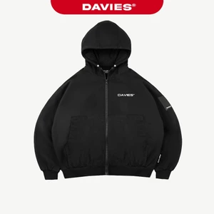 Áo khoác kaki có mũ DAVIES nam nữ màu đen form rộng đẹp Hooded Jacket local brand| D31-AK1