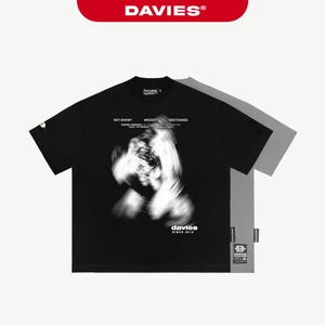 Áo phông local brand chính hãng DAVIES nam nữ form rộng tay lỡ màu đen, xám Whirl Tee | D31-T7