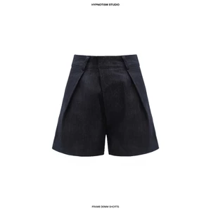 HYPNOTISM | FRAME DENIM SHORTS - Quần short denim basic cạp cao xếp ly