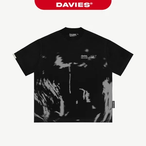 Áo thun local brand in tràn viền DAVIES nam nữ form rộng màu đen vải thun cotton thoáng mát Tee Illusion I D37-T6