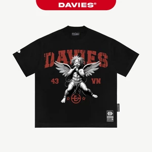 Áo thun đen nam nữ in tràn viền DAVIES local brand form rộng tay lỡ thoáng mát Defiant Tee I D38-T3