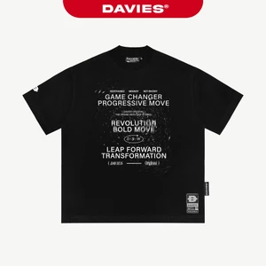 Áo thun local brand DAVIES nam nữ form rộng tay lỡ màu đen Tee Revolution l D33-T8