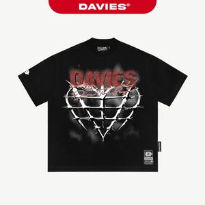 Áo thun hoạ tiết tràn viền nam nữ DAVIES màu đen form rộng vải cotton thoáng mát Confined Passion Tee local brand | D-T6
