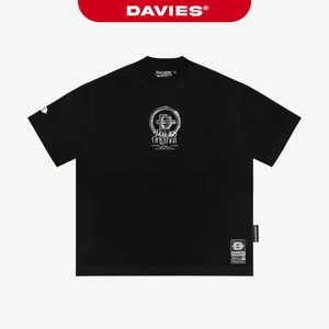 Áo phông local brand chính hãng DAVIES nam nữ form rộng tay lỡ màu đen Tee Flash | D32-T12
