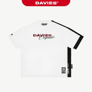 Áo thun cotton nam nữ local brand DAVIES form rộng tay lỡ màu đen, trắng Tee Flannel Type Logo l D37-T2