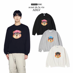 Áo Nỉ ADLV 3D AC Bear Face dáng oversized màu đen/kem/muối tiêu - Hàng chính hãng