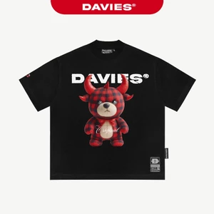 Áo thun đen nam nữ họa tiết DAVIES local brand màu đen form rộng vải cotton thoáng mát Tee Rebel Devil Teddy I D37-T4