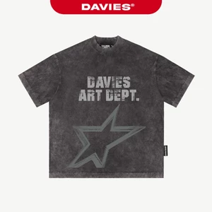 Áo wash xám in họa tiết ngôi sao DAVIES thun cotton form rộng tay lỡ nam nữ Athletic Dept Tee| D-T10