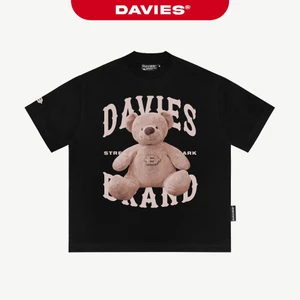 Áo phông local brand chính hãng DAVIES nam nữ màu đen thun cotton form rộng tay lỡ Teddy Bear I D26-T2