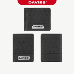 Ví da cầm tay nữ nam họa tiết DAVIES local brand dáng ngang, dọc màu đen chống nước nhiều ngăn Identity Wallet I D-V67
