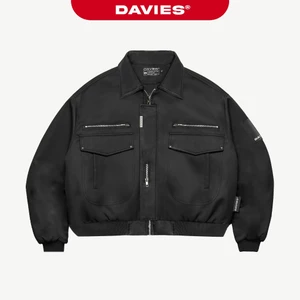 Áo khoác dù croptop nam nữ DAVIES chất liệu dù protex bền và kháng nước màu đen Crop Bomber Jacket Classy | D38-AK3