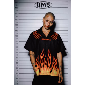 Áo sơ mi xương lửa Punk Flame URBAN MONKEY Cotton lạnh Form Oversize Nam Nữ Local Brand