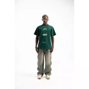 Áo Phông Nam ASA HandCuff Cotton 2 Chiều Form Slim-Fit Họa Tiết In Cao Cấp Phối Màu Xanh Top Menswear Áo Thun Cổ Tròn